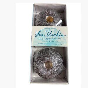 Williams Sonoma Sea Urchin Tiny Taper Holders One Pair Silvery New in Box (NIB)